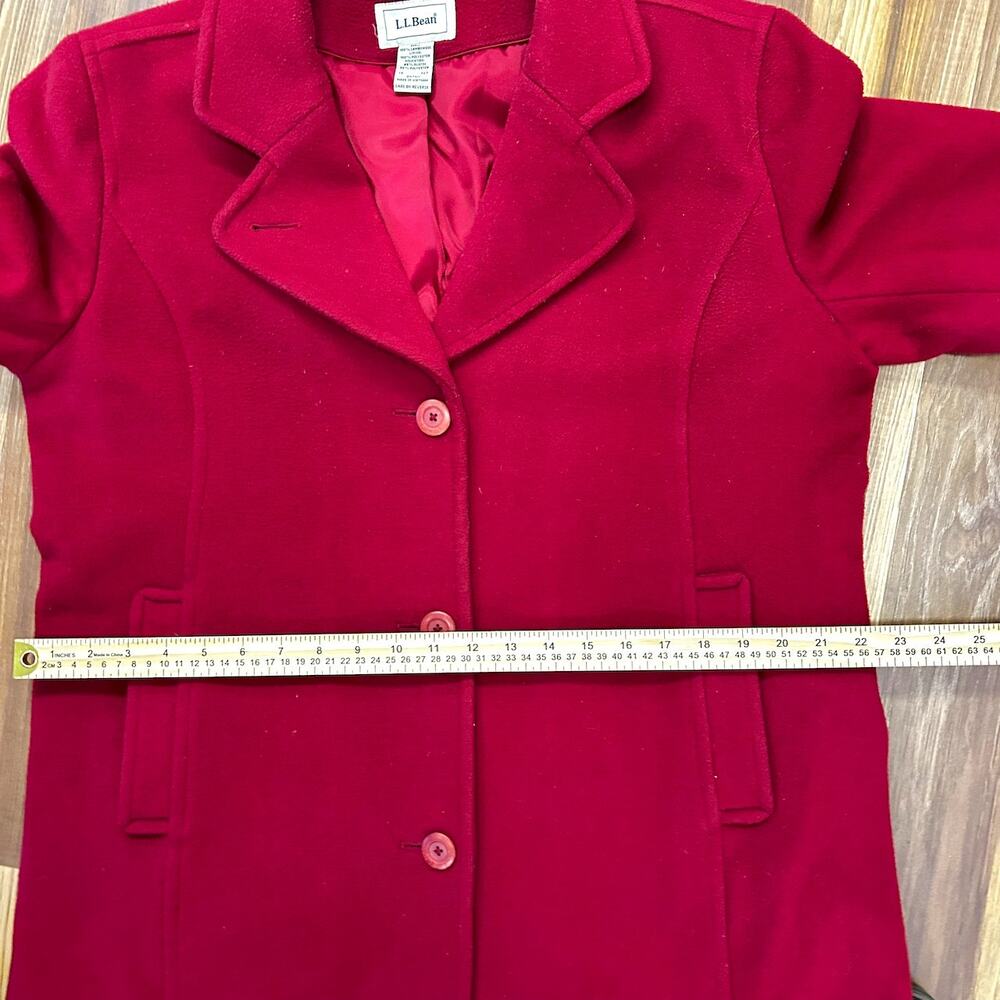 L.L. Bean 100% Lambswool Vintage Red Winter Coat 14 New England Quiet Luxury - Picture 9 of 10
